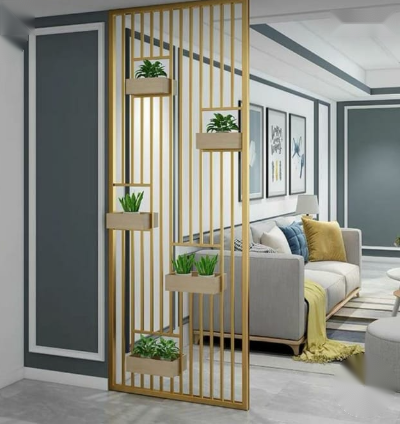 Architectural Gold Metal Interior Room Divider & Partition Screen